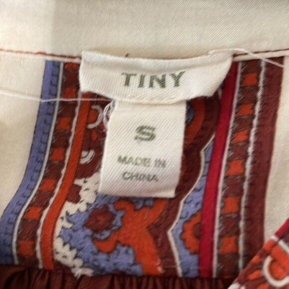 Anthropologie · Tiny Nahara Blouse · Rayon Split Neck Boho Paisley Top Small - Picture 8 of 10